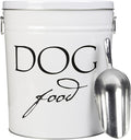 Harry Barker Classic White Dog Food Storage Canister – Medium, Airtight Stainless Steel Pet Food Container, Holds Up to 22 lbs Dry Dog Food, Kitchen Counter & Pantry Storage - White