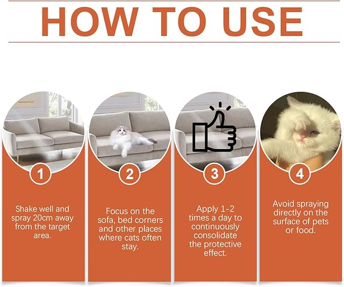 Cat Deterrent Spray - Natural Safe Premium Cat Spray Deterrent for Cats and Kittens, Cat Dogs Scratch Deterrent Training Aid Indoor and Outdoor for Furniture, Sofas, Curtain - 4.23 oz