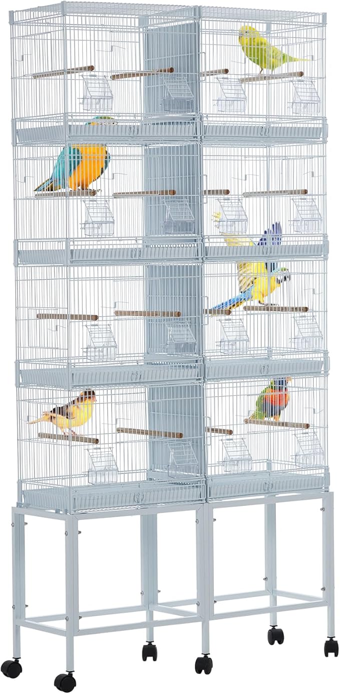 Garvee Lot-4 Breeding Bird Cage, Parrot Cage, Stackable Center Divided Breeder, Seperate Removable Tray, Removable Divider, Lockable Caster, for Birds and Finch
