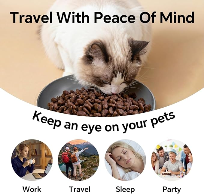 Automatic Pet Feeder with 3K HD Camera & App Control - Smart Dog Cat Feeder, 2.4G/5G WiFi, 2-Way Audio, Night Vision, Slow Feed, 6L Capacity, Battery Backup, Anti-Jam, Freshness Seal,Black