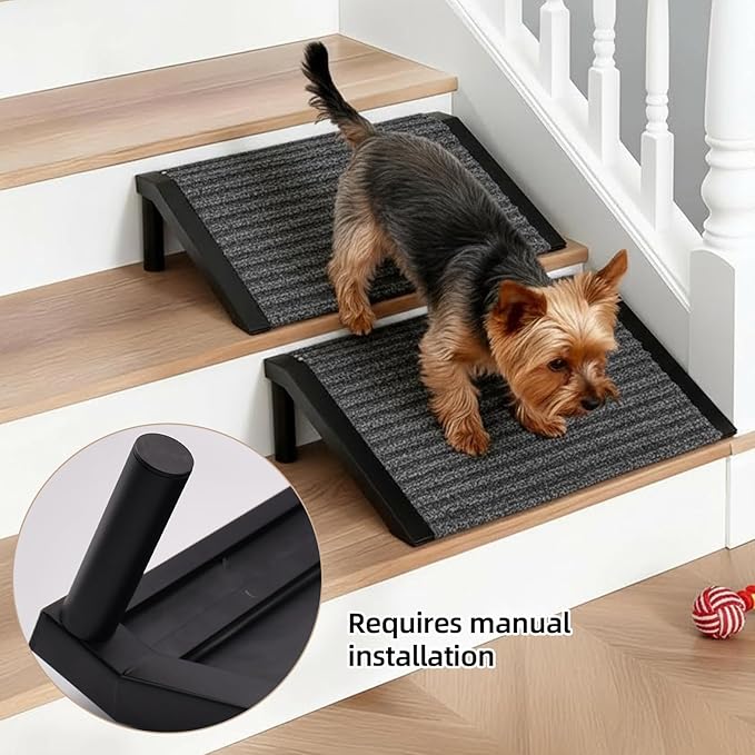 Dog Ramp for Stairs – Non-Slip Pet Steps with Locked-in Carpet & Iron Frame, Helps Senior Dogs & Small Breeds Climb Safely (4-Pack)