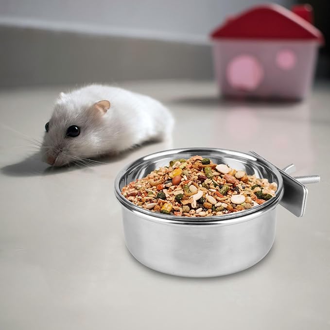 Hypeety Stainless Steel Food Water Bowl for Pet Bird Crates Cages Coop Dog Cat Parrot Bird Rabbit Pet 2PCS (Small,3.9 * 1.9in)