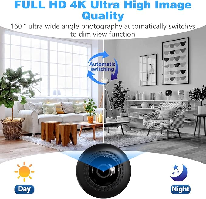 4K Security Cam with Night Vision and Built-in Battery Camera, Home/Office Camera Wireless Technology for Phone App Monitor GTYT
