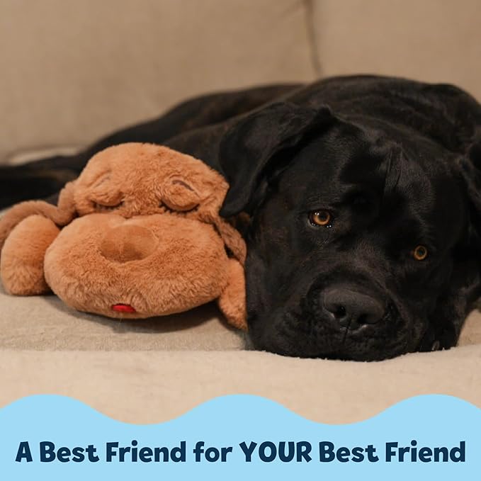 Snuggle Puppy Heartbeat Puppy Toy for Large Breeds, Plush Dog Toy with Real-Feel Pulse and Heat Pack for Crate Time, First Nights, and Rest - Biscuit