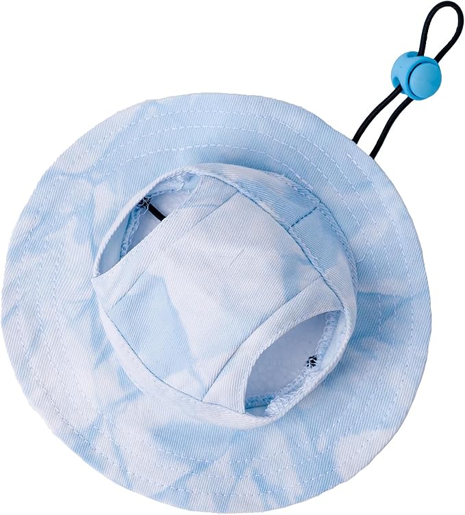 Pet hat with Ear Holes Sunscreen Baseball Cap Suitable for Small and Medium-Sized Dogs Outdoor Climbing hat in Summer Pet Products (Blue, Small)