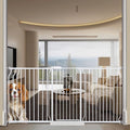 Extra Wide Baby Gates Large Long Dog Gates for The House Doorways Stairs Pressure Mount Dog Pet Gate Walk Through Metal Child Indoor Safety Gates (White, 76.38"-86.3"/194-219CM)