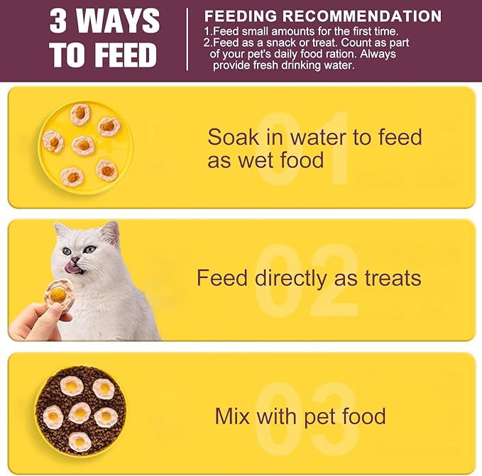 Freeze-Dried Chicken & Egg Cat and Dog Snacks - No Additives, Naturally Gentle, Suitable for Training Kittens and Puppies, Supports Coat and Digestive Health, 3.53oz/1PC