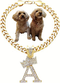 Initial Letter Cuban Chain Dog Chain Pet Chain Pet, Cat, Puppy Necklace (A, 12")