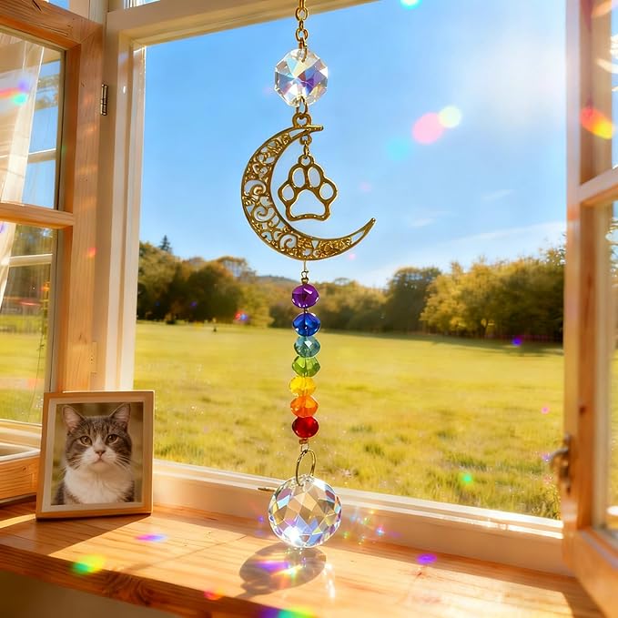 Loss of Dog Cat Pet Sympathy Gift, Memorial Bottle for Pet Hair, Pet Fur Keepsake, Memorial Urn, Pet Memorial Suncatcher and Dog Hair Keepsake, Dog Memory Memorial Keepsake(Mooncatcher)
