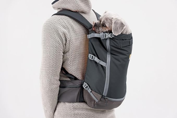 Ruffwear, Hitch Hiker Dog Backpack Carrier, Hands-Free Dog Carrier Backpack with Breathable Mesh, EVA Foam Padding, Durable Polyester, Lightweight Design for Small Dogs, Basalt Gray, XX-Small