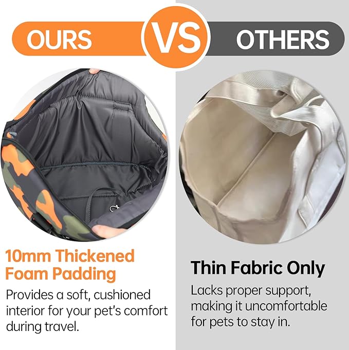 Premium 10mm Padded Dog Purse Carrier for Small Dogs, Pet Tote Bag Shoulder Carrying for Dog/Cat Below 4kg/9lbs -Camouflage Green