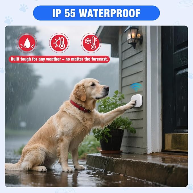 ChunHee Dog Door Bell for Potty Training – Smart Wireless Dog Bell to Go Outside – No Battery Needed, 11N Press Force, Perfect for Medium & Large Breeds – Wireless Pet Communicatio