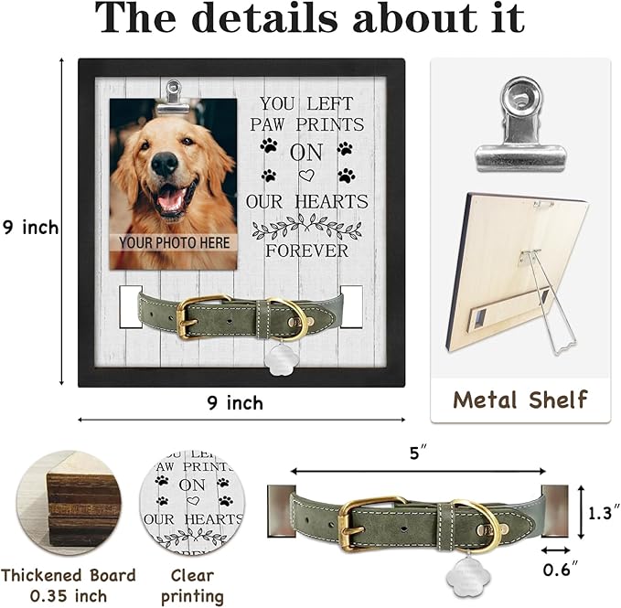 Pet Loss Gift for Loss of Dog, Memorial Sympathy Gifts Pet Memorial Frame, Cat Memorial Gift, You Left paw Prints