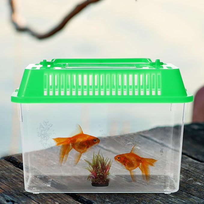 Baluue Mini Fish Tank Portable Handheld Aquarium with Handle Transparent Plastic Fish Bowl for Pet and Turtles Easy to Clean 5.90 X 3.54 X 4.33 Inches