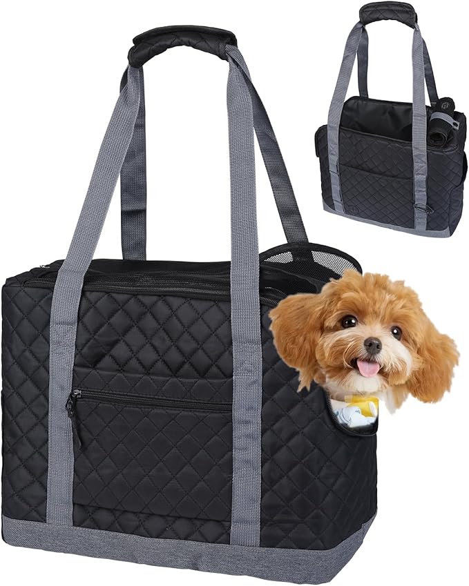 Dog Carriers for Small Dogs Puppy Purse Carrying Bag for Dog 0-11lbs Tote Bag Carrier with Pocket for Cat,Dog,Rabbit Under 11lbs Outdoor Puppy Carrier (Black, L15 * W7.5 *H 11.8 ")