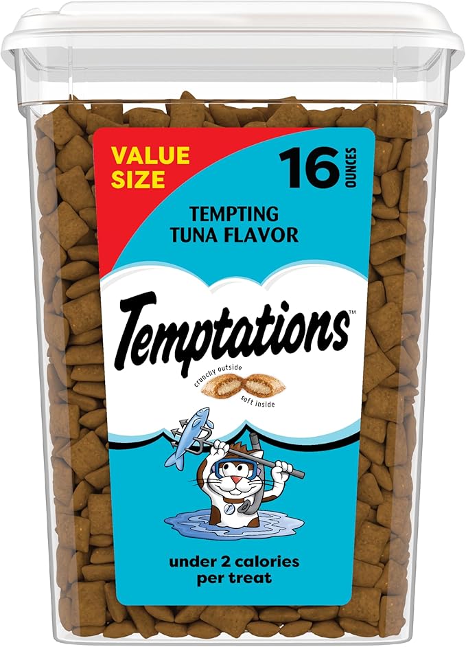 Temptations Cat Treats Classic Crunchy and Soft Cat Treats, Tempting Tuna Flavor, 16 oz. Tub