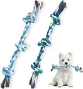 SZEE 2Pcs Dog Rope Toys for Small Breeds, 14 in 3 Knots Chew Rope Toy for Dogs, Pull Toy for Tug of War, Energy Release, Boredom Relief and Teeth Cleaning (Green & Blue)