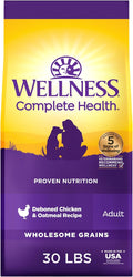 Wellness Complete Health Adult Dry Dog Food, Wholesome Grain Kibble, Natural, Chicken and Oatmeal Recipe, 30 lb Bag