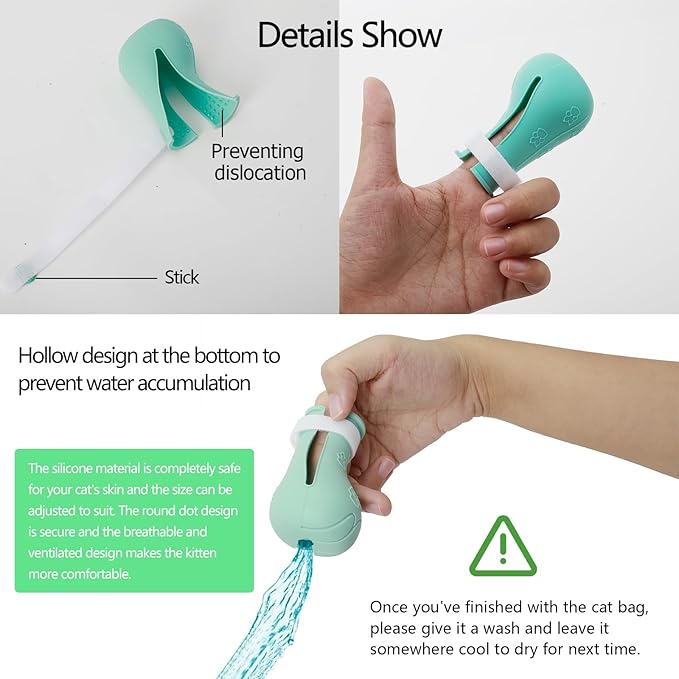 Hetenoyo 4 Pcs Anti-Scratch Silicone Cat Shoes and Cat Grooming Mesh Bag, Cat Claw Covers, Adjustable Multifunctional Anti-Bite Shower net Bag for Nail Trimming Bathing Home Pet Hospital Barbering