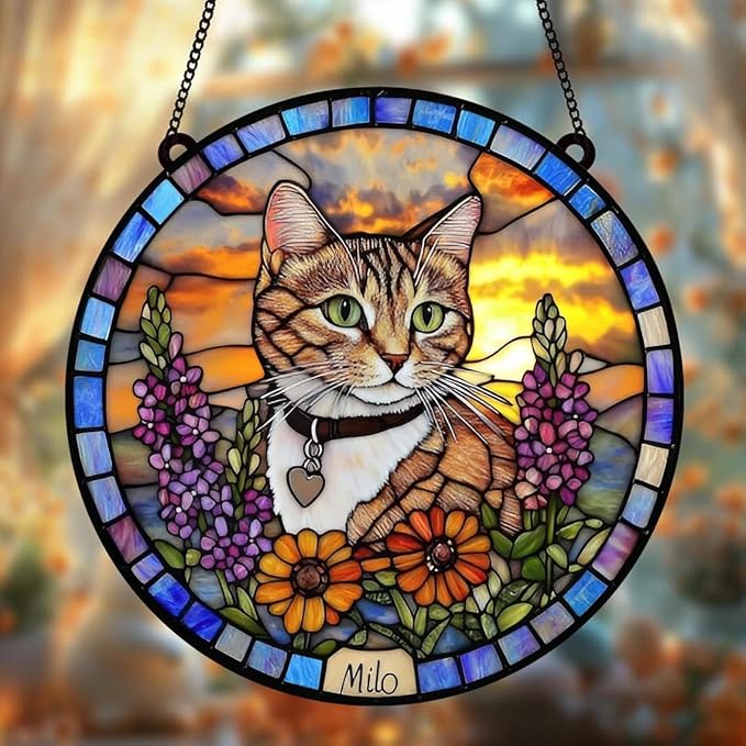 Custom Dog Portrait Stained Glass Catcher, Pet Memorial Stained Glass Photo Catcher, Staineds Glass Dog Memorial, Loss of Dogs Sympathy Gift Personalized, Pet Loss Gifts /11