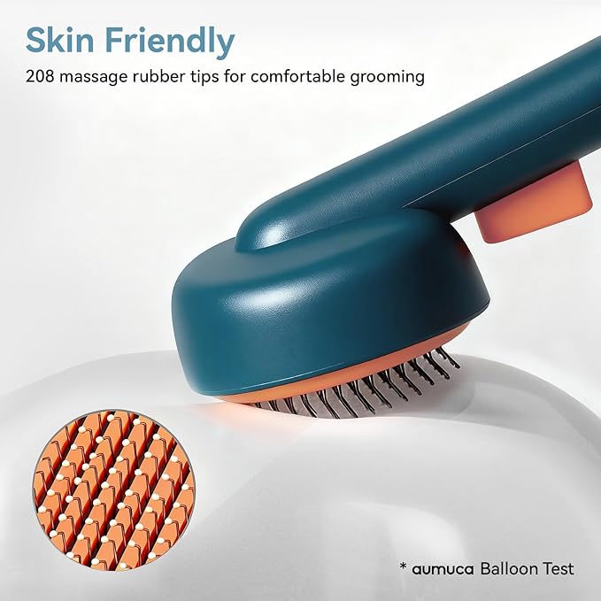 Aumuca Self-Cleaning Shedding Brush for Dogs & Cats, Gentle Deshedding Tool for Long & Short Hair Pets, Easy Hair Removal Grooming Brush