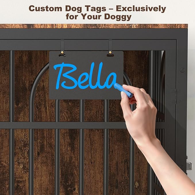 32" Dog Crate Furniture, Heavy Duty Dog Crates, Dog Kennel Furniture Indoor for Small Dog as TV Stand, Wooden Cage End Table for Indoor Decoration, Name Tag Escape-Proof Locks & Double Door