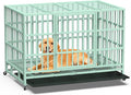 48 Inch Heavy Duty Dog Crate, Indestructible Escape-Proof Dog Kennel for High Anxiety Large Dogs, Strong Metal Pet Cage with Double Doors, Lockable Wheels & Removable Tray, XL XXL XXXL