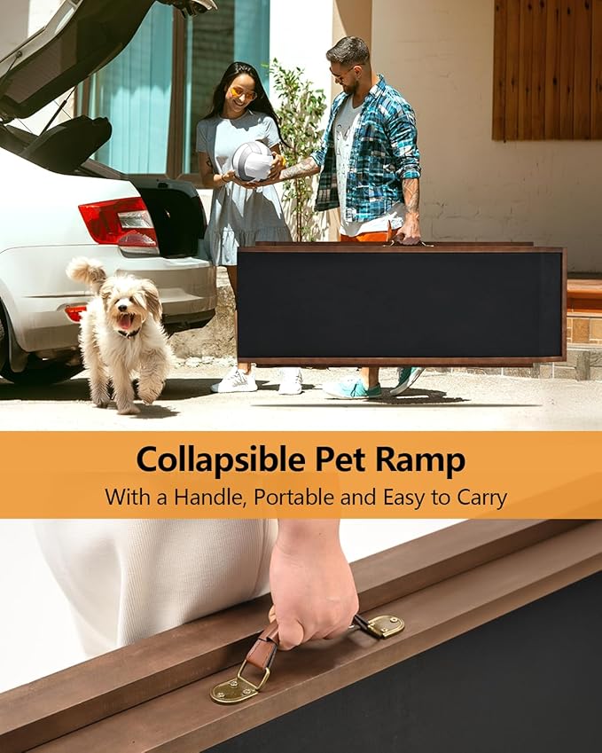 Dog Ramp for Bed, Adjustable Pet Ramps for Dogs to Get on Bed, Large Dogs Ramp for High Beds, Safety Dog Ramps with Rail for Couch/Car, Adjustable from 15" to 28" Height