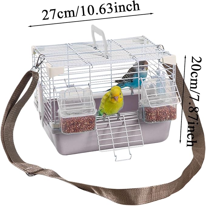 Small Bird Carrier - Heavy Duty Travel Cage with Comfortable Grip, Compact Ventilation Structure, Sturdy Locking Door System, Breathable Design | Portable Pet Enclosure for Peony Parrots, Pearl