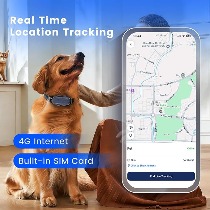 SEEWORLD Cat Tracker Dog Tracking Device with Real-Time Location | Activity Sleeping Monitoring | Geo-Fence for All Collars-iOS & Android (Subscription Required)