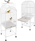 Large Bird Cage with Stand & Wheels, Freestanding Parakeet Birdcage, 53.5 Inch Bird Flight Cages for Parrot Canaries Cockatiels Budgie Parrotlet (White-B)