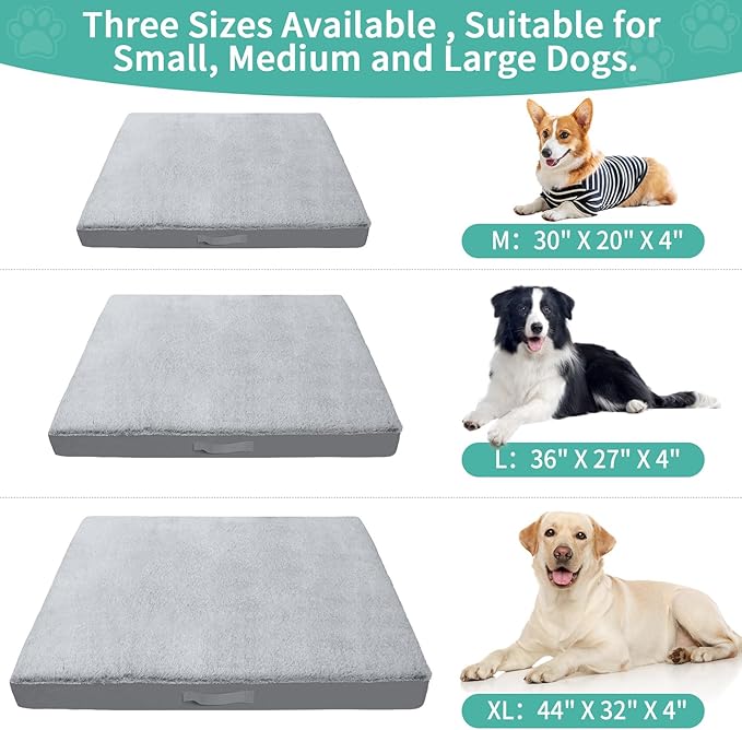 COSHNIBI Dog Bed Covers Replacement Washable,Waterproof Bed Covers Soft Plush Replacement with Zipper & Removable for Dog/Cat 44''Lx32''Wx4''H-Grey