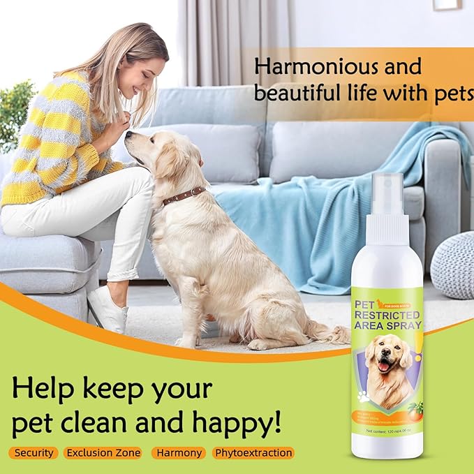 Cat Deterrent Spray for Peeing, Effective Dog Deterrent Spray for Furniture, Pee Corrector Spray, Training Spray for Furniture, Indoor & Outdoor Safe for Pet & Human, 4 oz / 120 mL