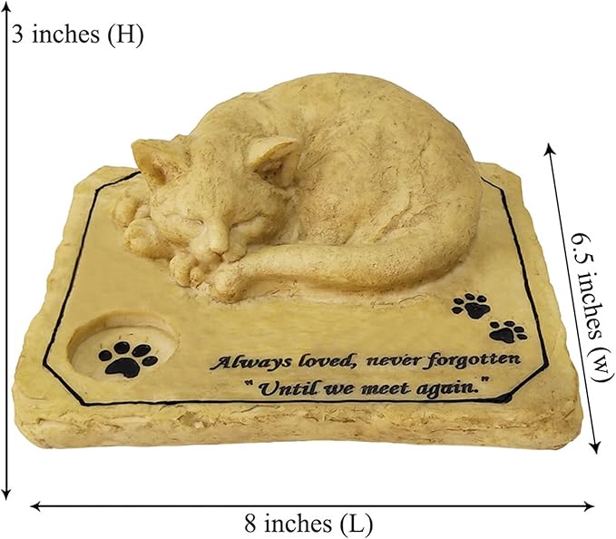 Personalized Cat Memorial Stones Waterproof kitty Memorial Grave Markers Garden Stones,Pet Memorial Tombstone with A Sleeping Sweet Kitty On The Top,Sympathy Pet Loss Gift, Customizable Name and Date