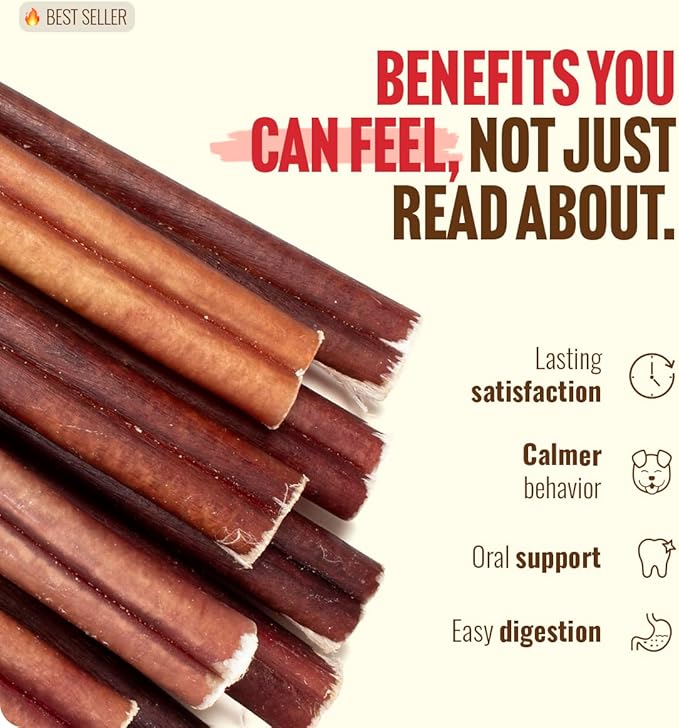 Natural Farm Bully Sticks (6 Inch, 15 Count), Single Ingredient: 100% Beef Chews, Grass-Fed, Non-GMO, Grain-Free, Fully Digestible Treats for Puppies, Small or Senior Dog