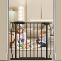 Baby Gate for Stairs 29.13"-33.86" Wide Dog Gates for Doorways Pressure Mounted Pet Gate Walk Through Metal Child Indoor Safety Gates No Drilling (Black, 29.13"-33.86"/74-86CM)