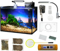 2.8 Gallon Glass Fish Tank with Filter LED Light Complete Betta Fish Tank Starter Kit for Small Aquarium Lovers, Rimless Freshwater Nano Tank with All Essentials Included