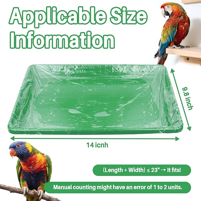 Disposable Bird Cage Liner - 40PCS Elastic Plastic Small Animal Cage Liners Waterproof Easy to Clean Leakproof for Portable Birdcage Litter Box Liners for Parakeet Hedgehog Hamster (14x9.8in)