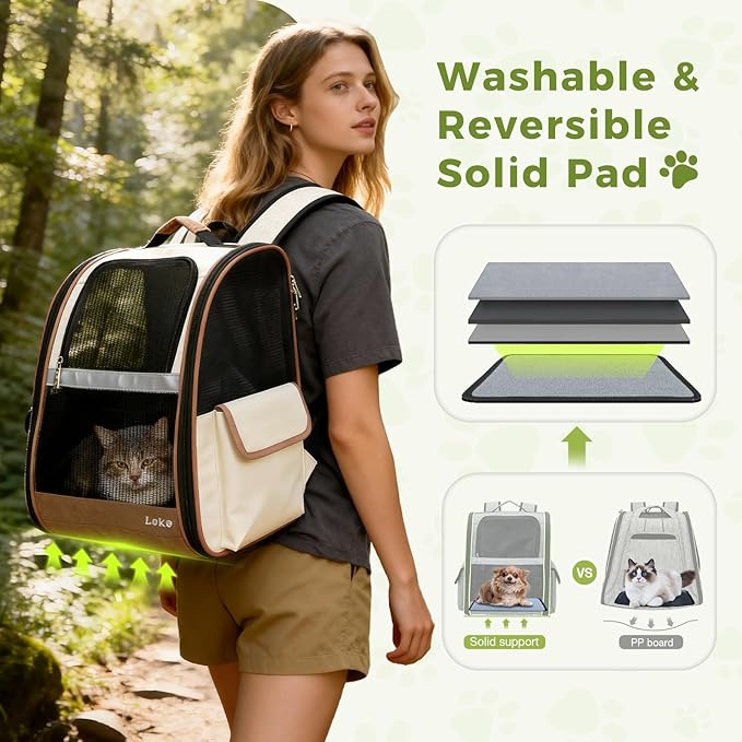 Lekereise Cat Backpack Carriers, Dog Carrier Backpacks with Breathable Mesh for Small Medium Cats Dogs Puppy Up to 20 Lbs, Pet Foldable Carrying Backpack Ventilated for Travel Hiking Collapsible