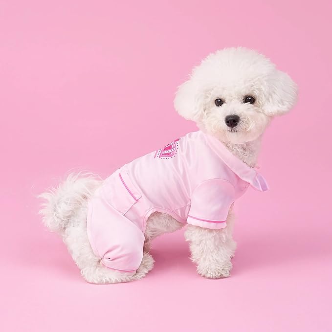 Juicy Couture Silky Satin Pajamas for Dogs and Cats - Pink - Medium/Large Pet PJs