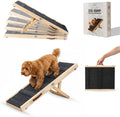 Adjustable Dog Ramp 40.5" Length, 5 Heights 10–24 Inches, Foldable Pet Ramp for Bed & Couch, Solid Wood, Non-Slip Carpet, Portable