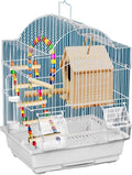 Wrought Iron Bird Cage, Flight Cage for Parakeets Medium Small Parrots Parakeet Cage for Cockatiels Lovebird Finches Canaries(White,30 * 23 * 39cm/12 * 9 * 15in)