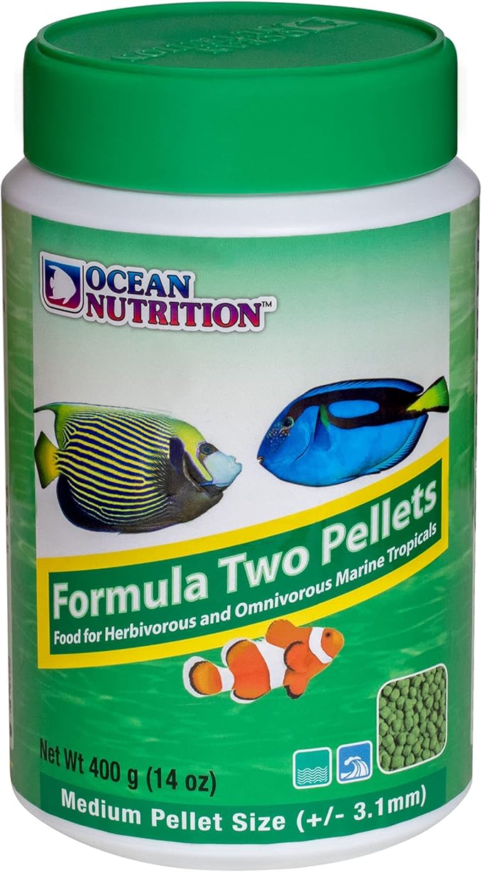 Ocean Nutrition Formula Two Pellets - Fish Food for Herbivorous & Omnivorous Marine Tropical Fish, High Protein(40%) - 14 oz (400 g) Medium Pellets