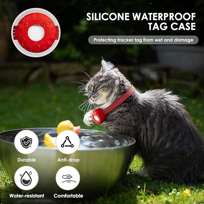 Cat Tracker, MINI Pet Tracker for Cats, Cat GPS Tracker Compatible with Apple Find My App(Only iOS), Real-Time Tracking, Precise Positioning, No Monthly Fee, Long-Life Battery, Smart Alerts