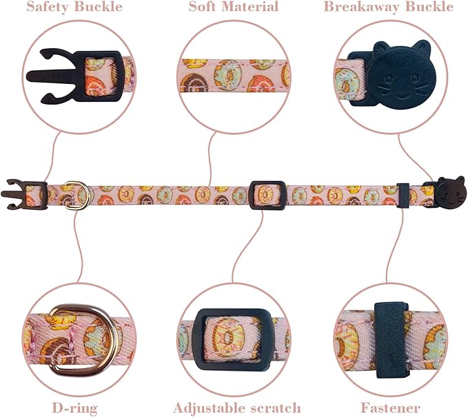 SuperBuddy Cat Collars Breakaway with Bell - 2 Pack Cat Safety Collars for Boys & Girls - Safety Buckle Kitten Collar for Pet Supplies,Stuff,Accessories
