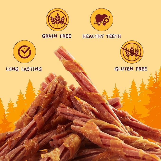 Jungle Calling Beef Collagen Sticks, Long Lasting Dog Chews, Chicken Wrapped Treats, Rawhide Alternative for Small Medium Large Dogs, Dental Health, Beef Lung Flavored Bones,14.1 oz, About 22 Sticks