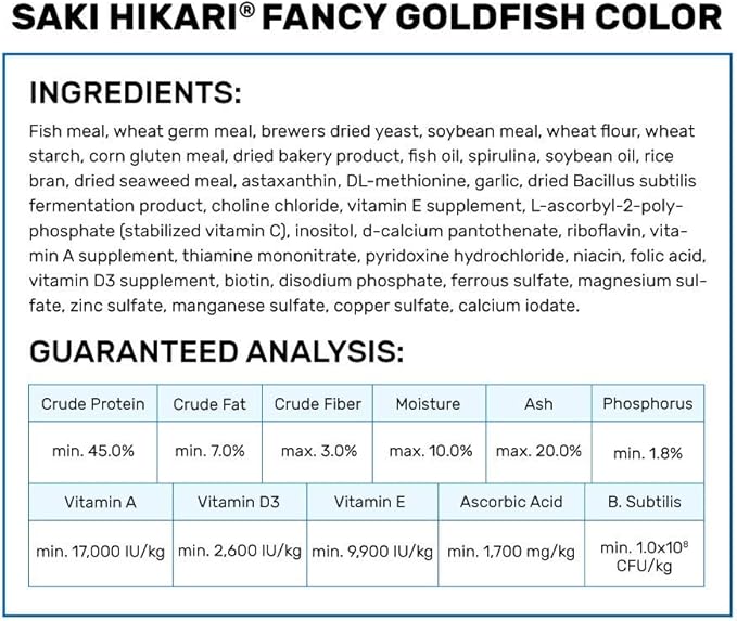 Hikari Saki Fancy Goldfish Fish Food for Premium Grade or Fancy Goldfish, 7 oz. (200g)