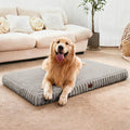 Extra Large Dog Bed for Crate, Orthopedic Dog Bed with Waterproof Lining, Soft Short Plush Surface & Egg Crate Foam, Machine Washable Pet Bed with Removable Cover & Anti Slip Bottom