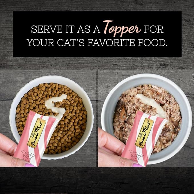 Fussie Cat Chicken and Beef Puree, lickable cat Treats, 0.5oz Pouch Pack of 4