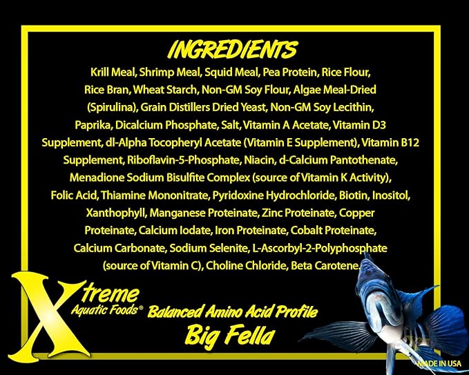 Xtreme Big Fella 3.0mm Pellets: Professional Nutrition for Medium to Large Cichlid/Community Fish - Boost Immune & Digestive Health, Color & Energy, Max Protein Fish Food – USA Farm Grown (35oz)
